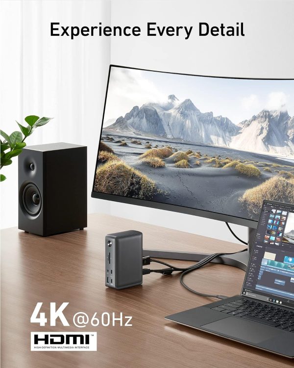Anker Docking Station, Anker 575 USB-C Docking Station (13-in-1), Triple Display, 4K HDMI, 10 Gbps USB-C and 5 Gbps USB-A Data, 85W Charging for Laptop, 18W Charging for Phone, Ethernet, Audio, SD 3.0 - Image 3
