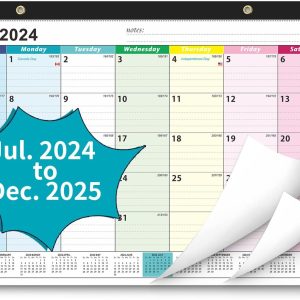 Desk Calendar 2024-2025, AgePlace Wall Calendar Covers July 2024 to December 2025, Large Size 17" x 12", Includes Holiday and Vacation Reminders(OSFG)…