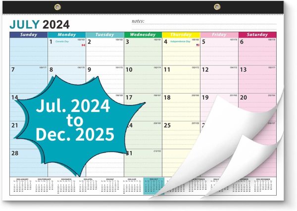 Desk Calendar 2024-2025, AgePlace Wall Calendar Covers July 2024 to December 2025, Large Size 17" x 12", Includes Holiday and Vacation Reminders(OSFG)…