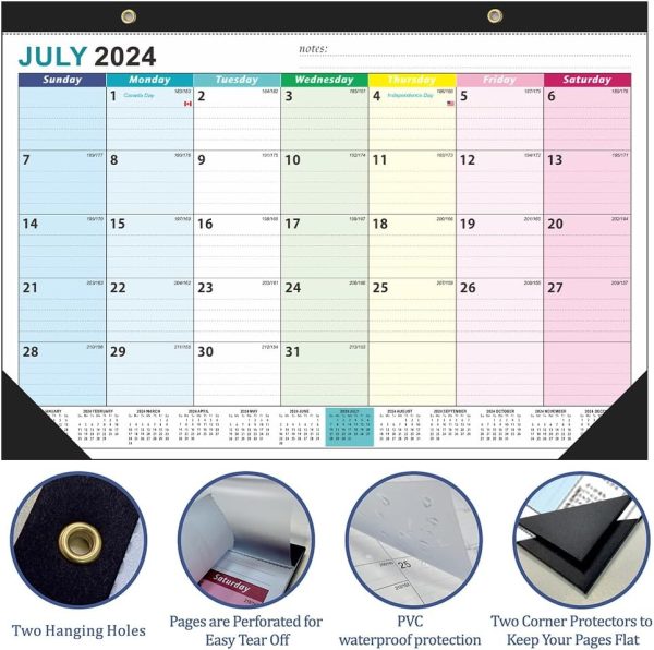 Desk Calendar 2024-2025, AgePlace Wall Calendar Covers July 2024 to December 2025, Large Size 17" x 12", Includes Holiday and Vacation Reminders(OSFG)… - Image 4