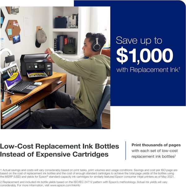 Epson EcoTank ET-2800 Wireless Color All-in-One Cartridge-Free Supertank Printer with Scan and Copy â€“ The Ideal Basic Home Printer - Black, Medium - Image 3
