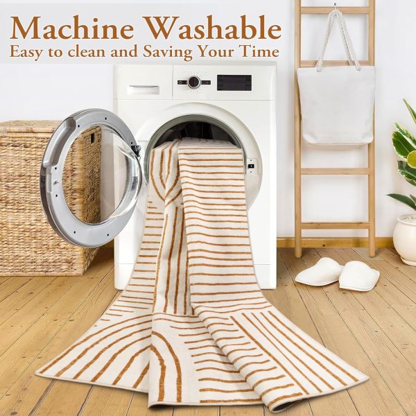 Lahome Abstract Machine Washable Rugs 8x10, Ultra-Thin Soft 8x10 Rugs for Living Room Office, Non-Slip Bedroom Rug Large Carpet Non-Shedding Accent Rug for Office Dining Room (8x10ft,Orange) - Image 2