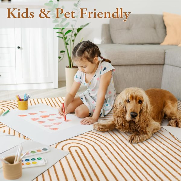 Lahome Abstract Machine Washable Rugs 8x10, Ultra-Thin Soft 8x10 Rugs for Living Room Office, Non-Slip Bedroom Rug Large Carpet Non-Shedding Accent Rug for Office Dining Room (8x10ft,Orange) - Image 3