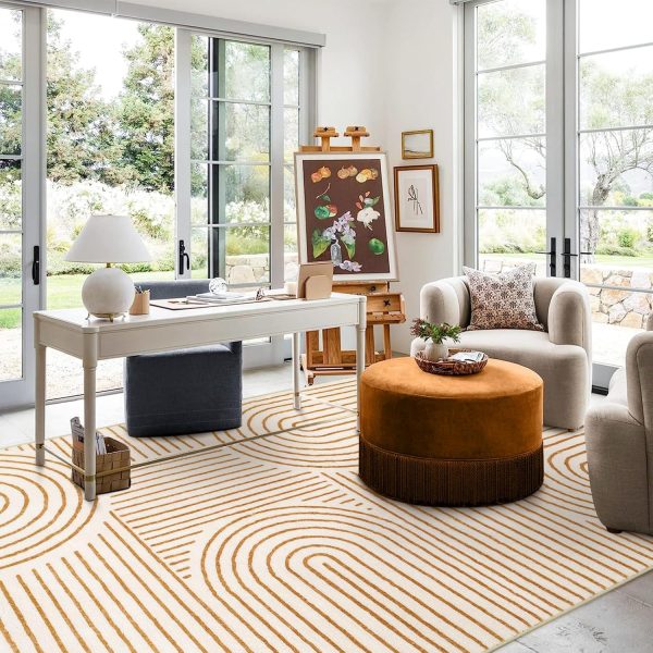 Lahome Abstract Machine Washable Rugs 8x10, Ultra-Thin Soft 8x10 Rugs for Living Room Office, Non-Slip Bedroom Rug Large Carpet Non-Shedding Accent Rug for Office Dining Room (8x10ft,Orange) - Image 4