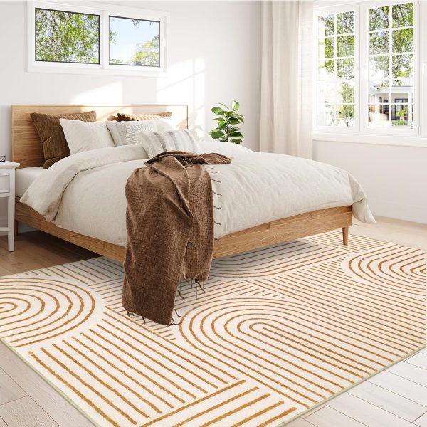 Lahome Abstract Machine Washable Rugs 8x10, Ultra-Thin Soft 8x10 Rugs for Living Room Office, Non-Slip Bedroom Rug Large Carpet Non-Shedding Accent Rug for Office Dining Room (8x10ft,Orange) - Image 5