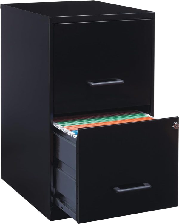 Lorell 14341 18 Deep 2-Drawer File Cabinet, Black