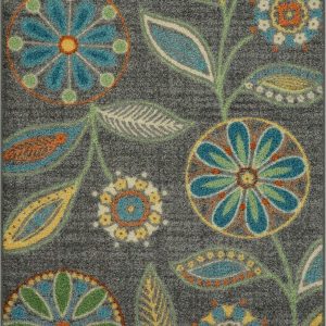 Maples Rugs Reggie Floral Kitchen Rugs Non Skid Accent Area Carpet [Made in USA], Multi, 2'6 x 3'10