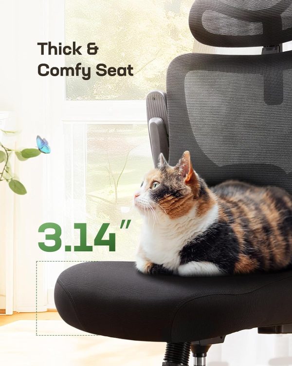 Marsail Ergonomic Office Chair: Office Computer Desk Chair with High Back Mesh and Adjustable Lumbar Support Rolling Work Swivel Task Chairs with Wheel 3D Armrests and Headrest - Image 5