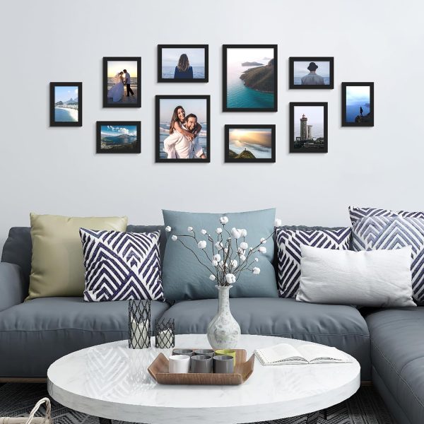 upsimples 10 Pack Picture Frames Set, Gallery Wall Frame Set for Wall Mounting or Tabletop Display, Multi Sizes Including 8x10, 5x7, 4x6 Family Photo Collage Frames for Wall Decor, Black - Image 4
